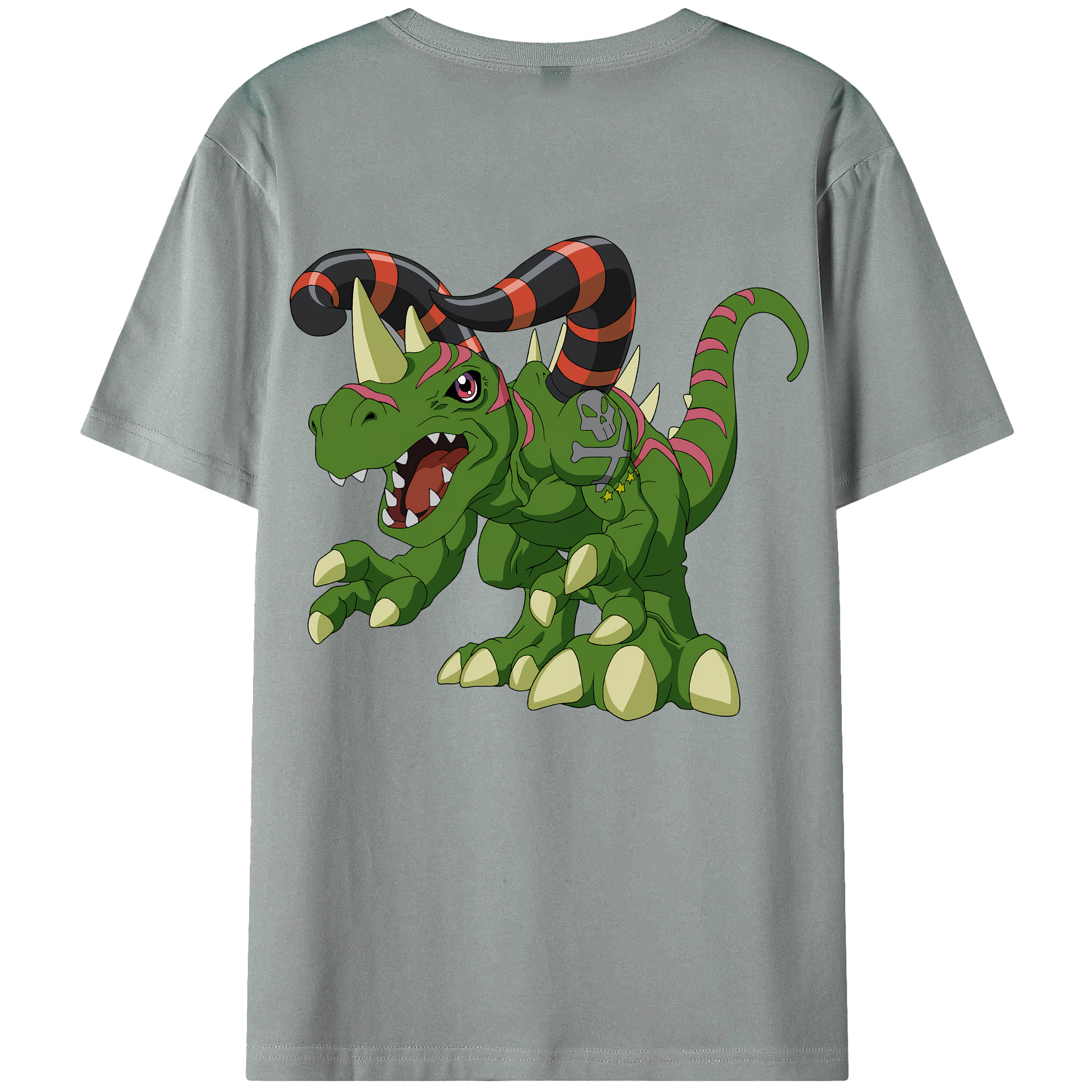 （画像用） Digimon デジタルモンスター/デジモン 綿100％ メンズ半袖Tシャツ（バックプリント） 通気性
